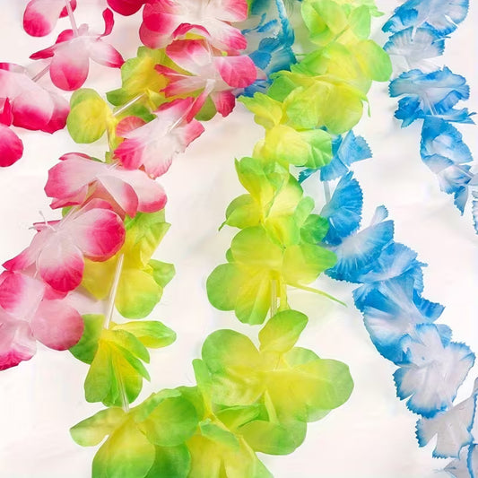 Tropical Hawaiian Leis - Mixed Colour Non-Feathered Flower Necklace Garland